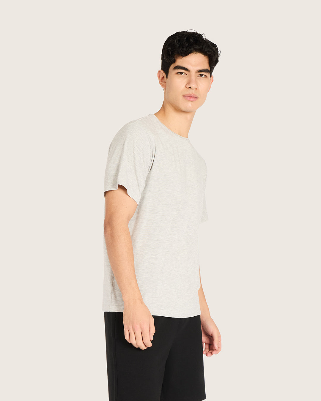 Men's Base Layer Crew Neck T-Shirt - Light Grey Marl