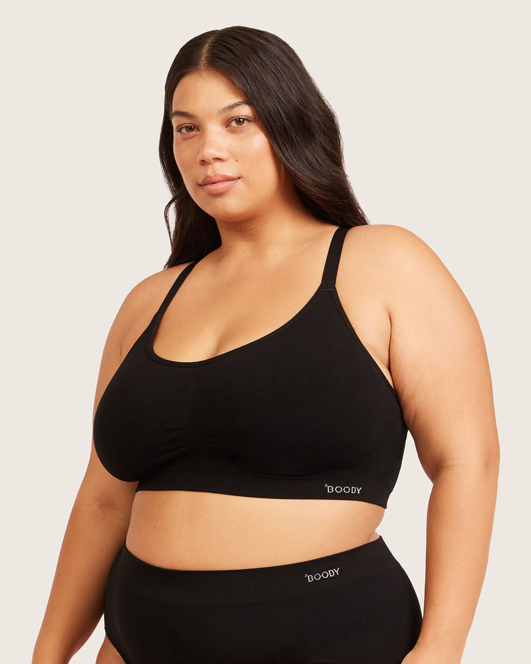 Full Bust Wireless Racerback Bra - Black
