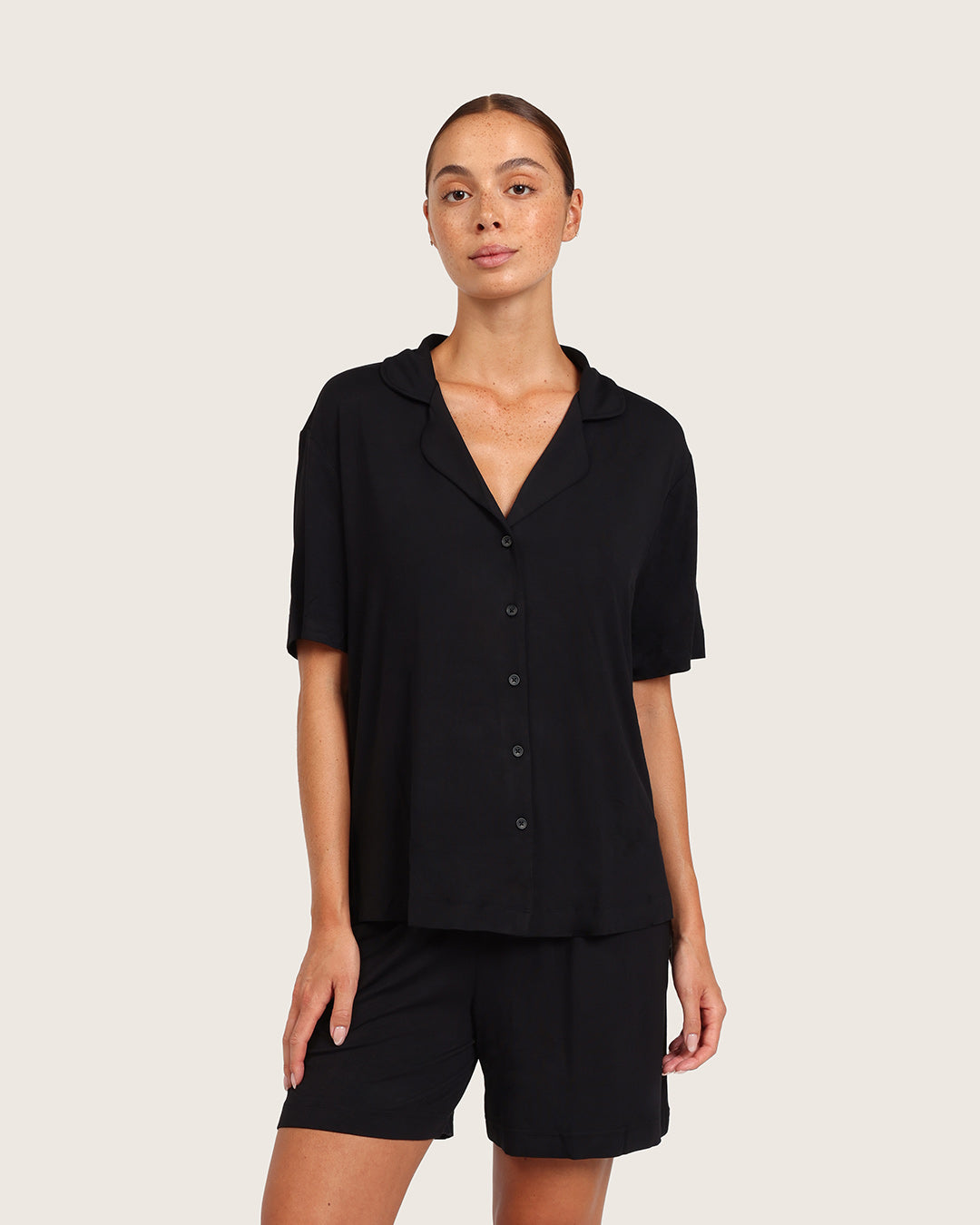 Goodnight Short Sleeve Sleep Shirt - Black