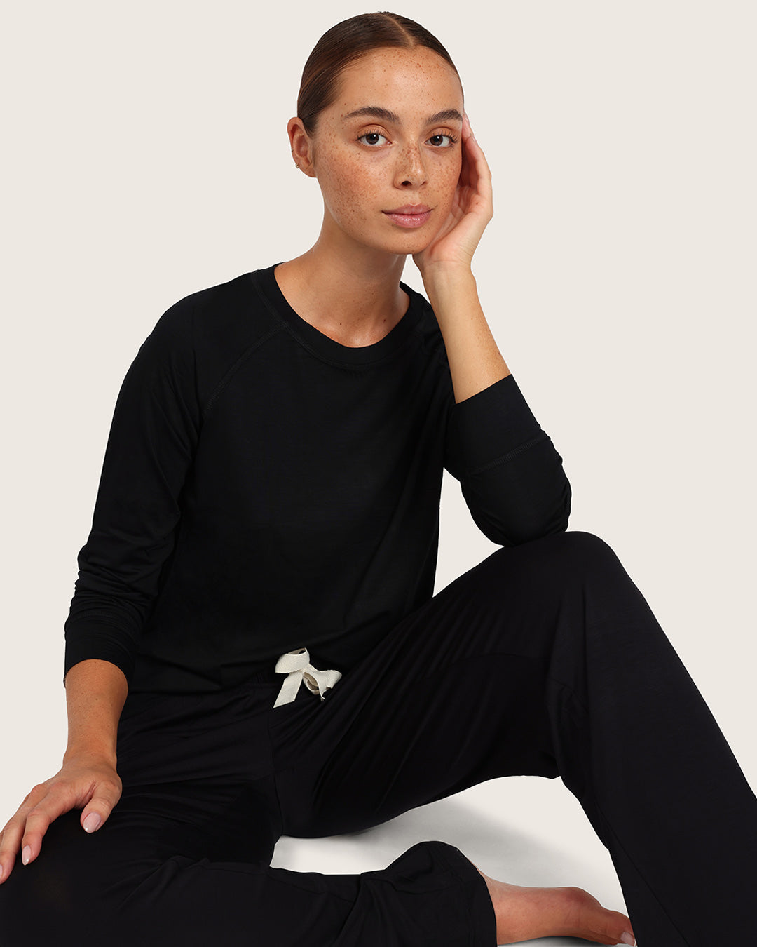 Goodnight Raglan Sleep Top - Black