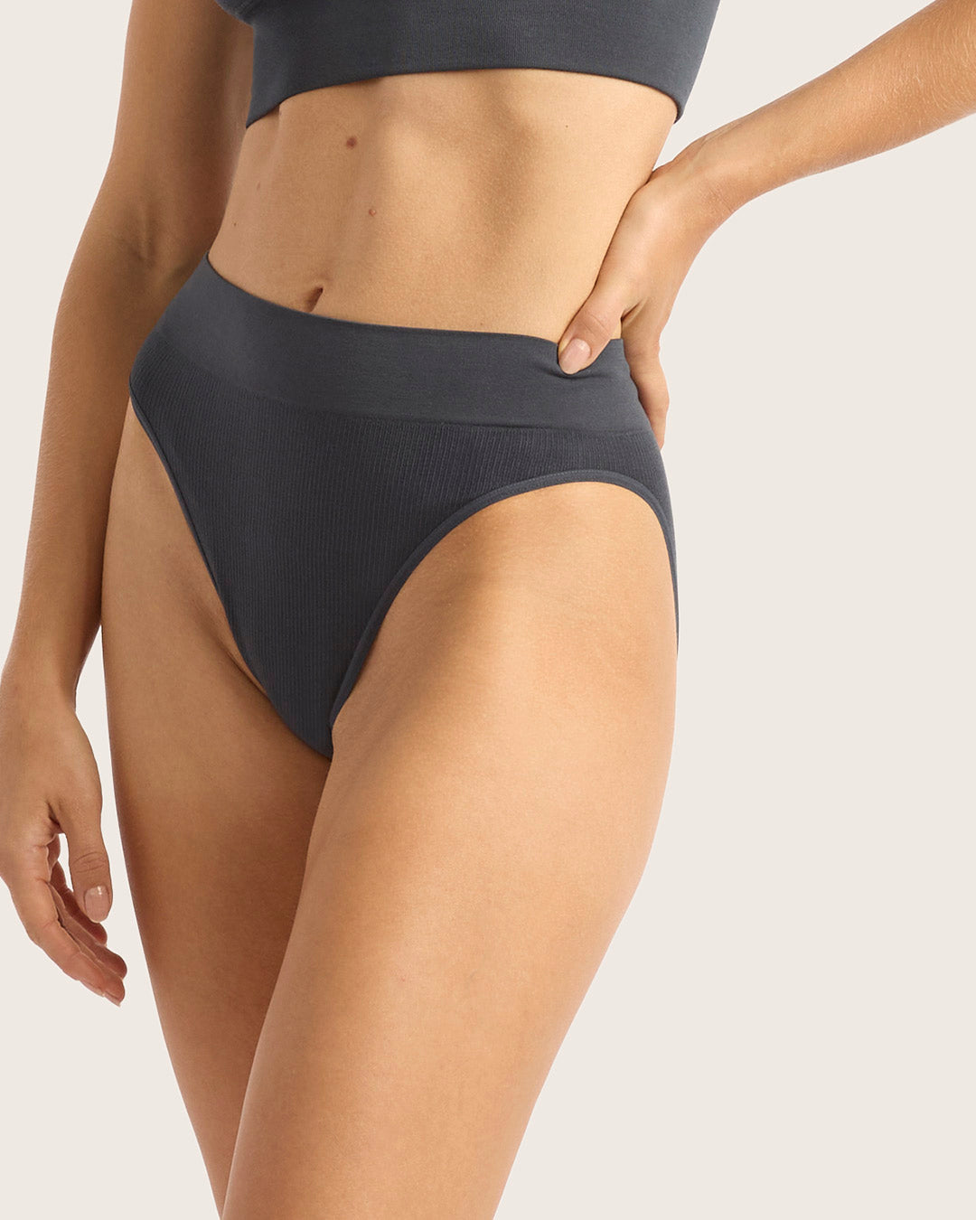 LYOLYTE Ribbed High Leg Briefs - Storm