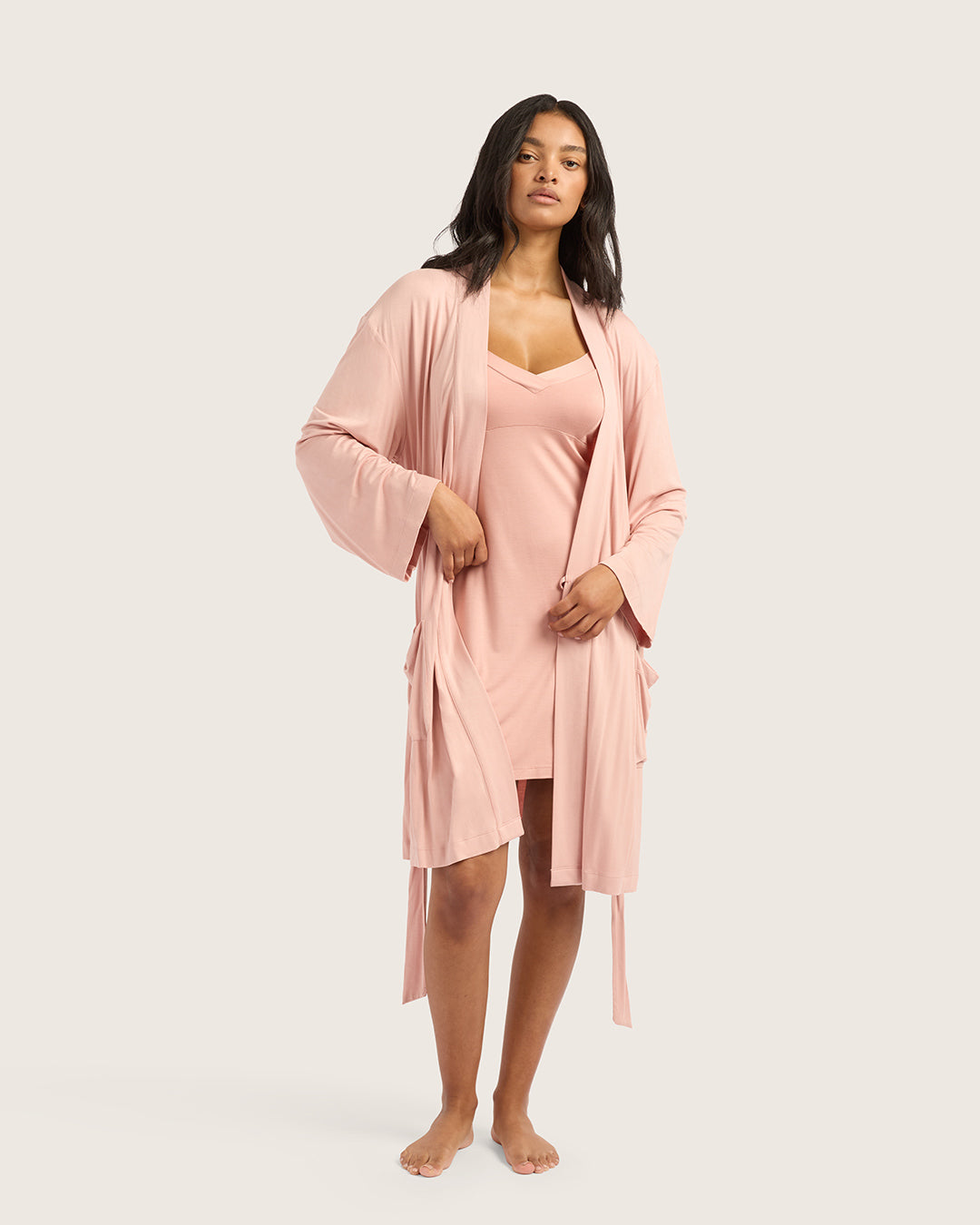 strapless open back dress Bamboo Women's Sleep Robe in Dusty Pink – Boody AU