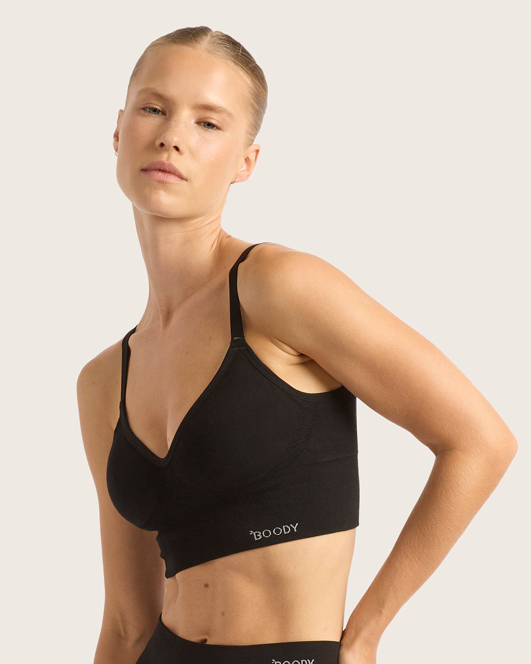 Wireless Low Back Bra - Black