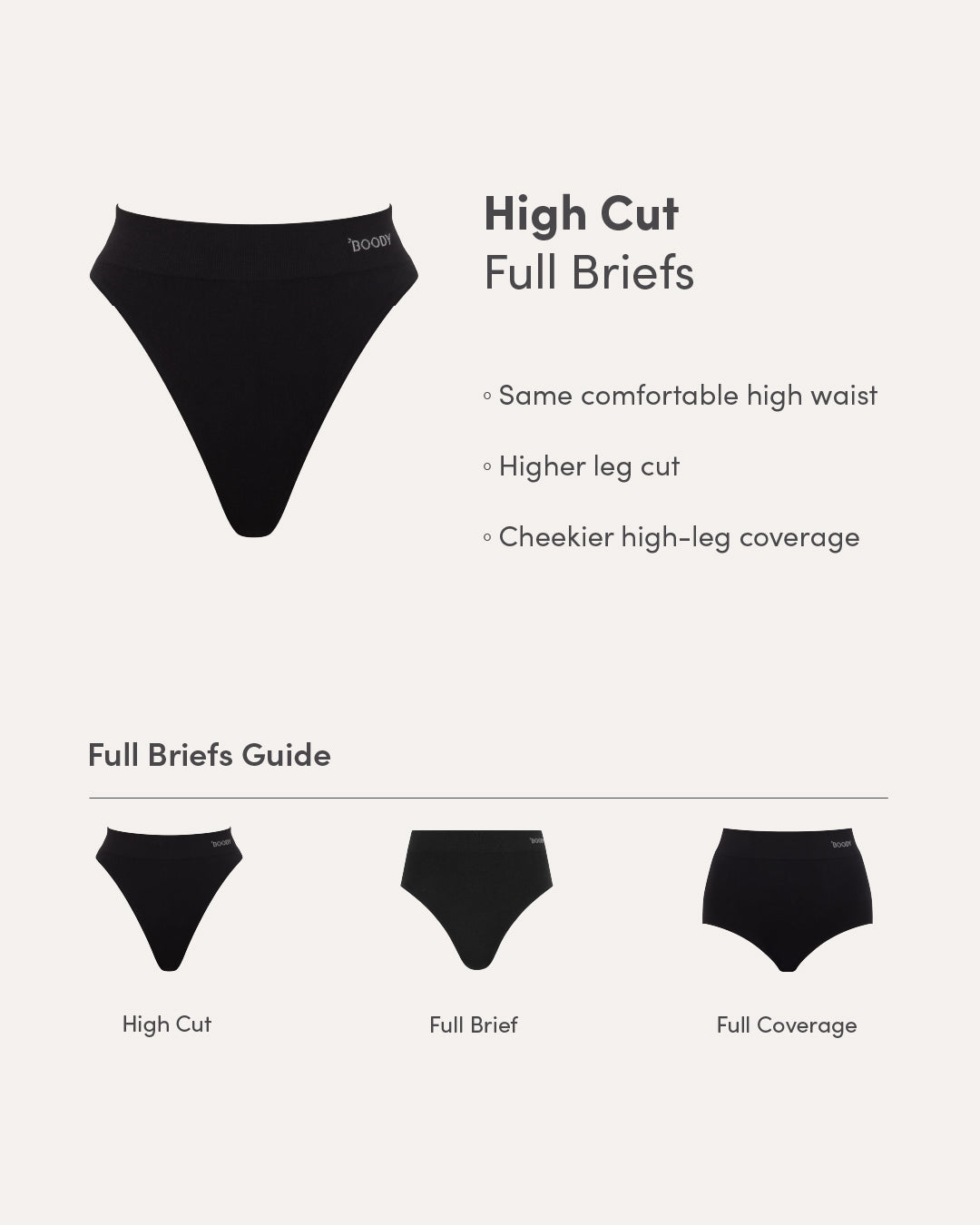 High Cut Full Briefs - Black