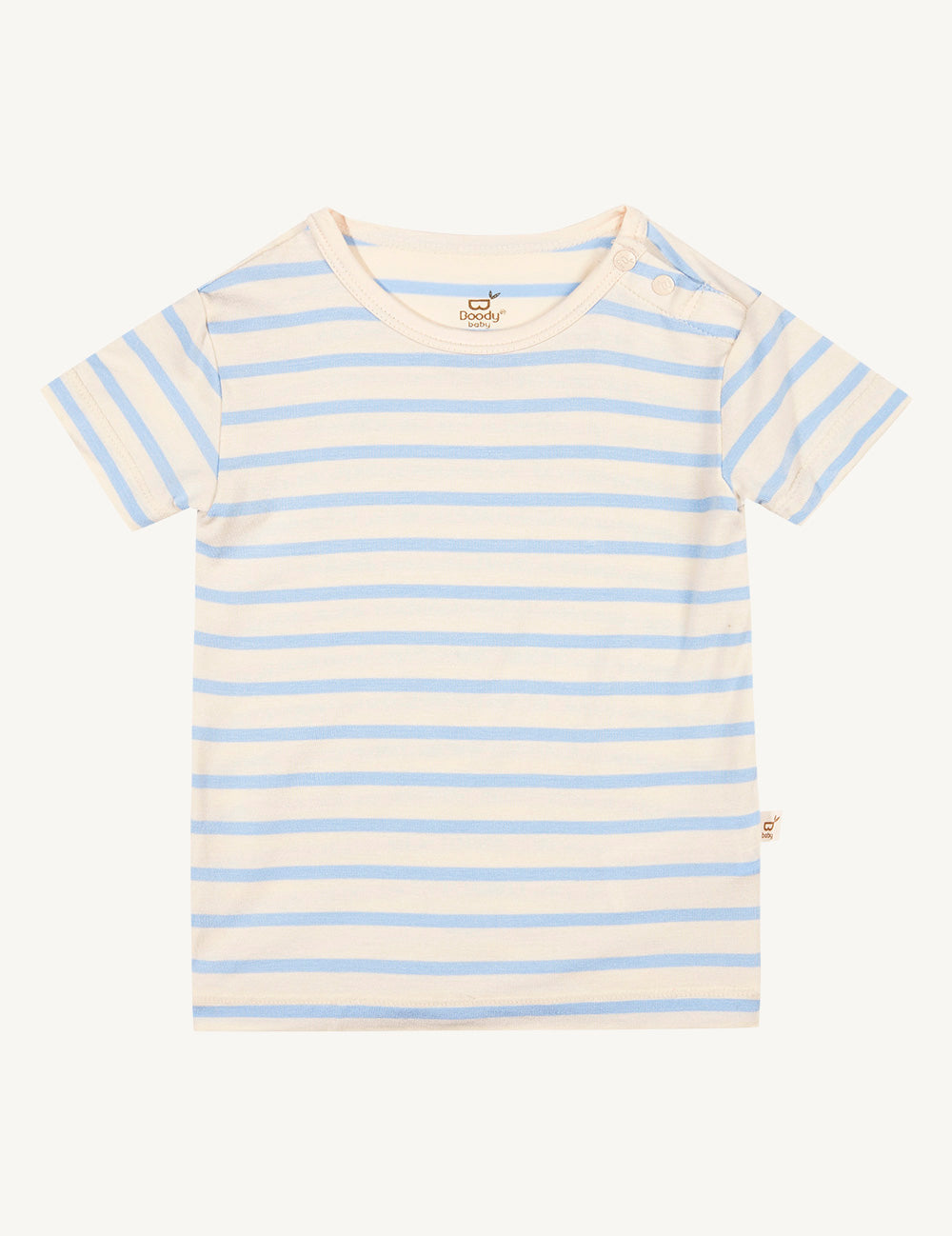 Baby Stripe T-Shirt Chalk/Sky - Boody Baby